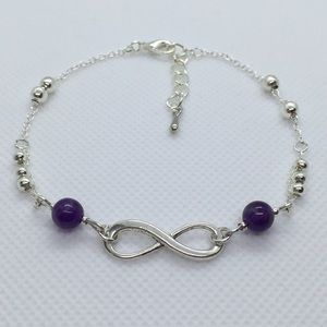 Petite Silver Infinity w/ Amethyst Chain Bracelet